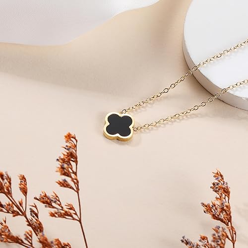 Collar con colgante trebol cinco hojas negro - additional image 16